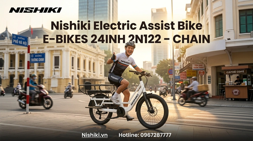Giải Pháp Đưa Đón Con Đi Học An Toàn Và Đi Làm Thảnh Thơi Cùng Xe Đạp Trợ Lực Điện Nishiki E-BIKES 24INH 2N122 – Chain