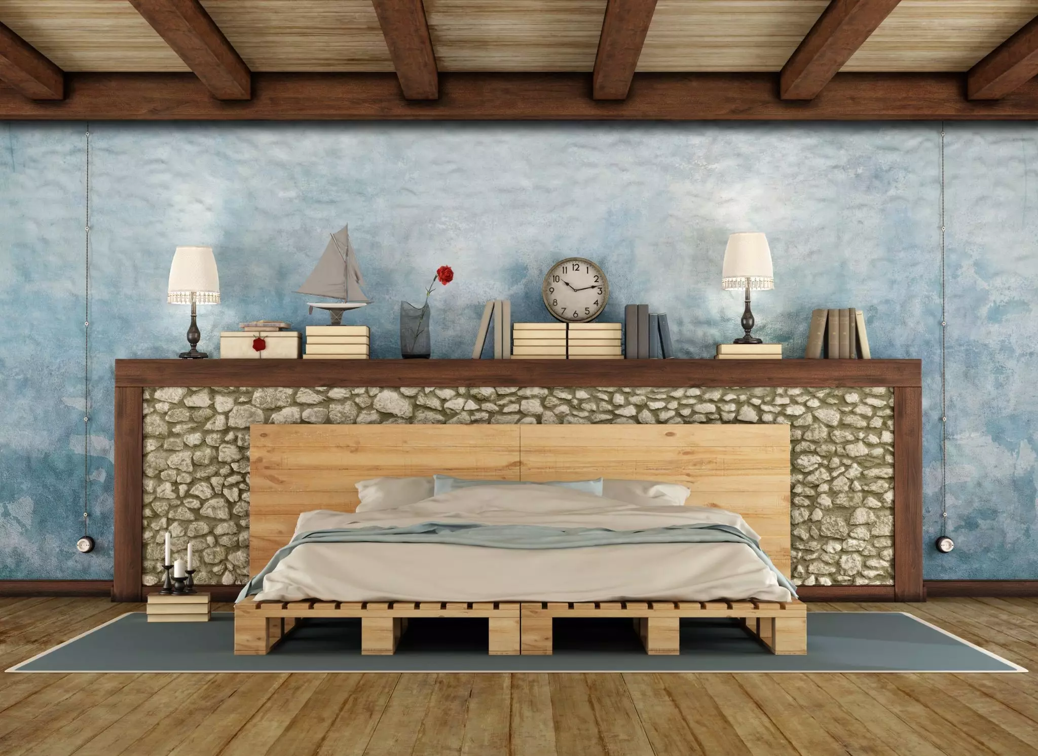 Bảng màu cho ý tưởng phòng ngủ Rustic hiện đại thường là bảng màu trung tính
