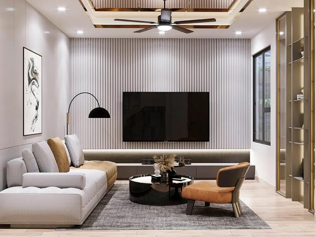 Ý tưởng thiết kế phòng khách đẹp đơn giản có điểm nhấn