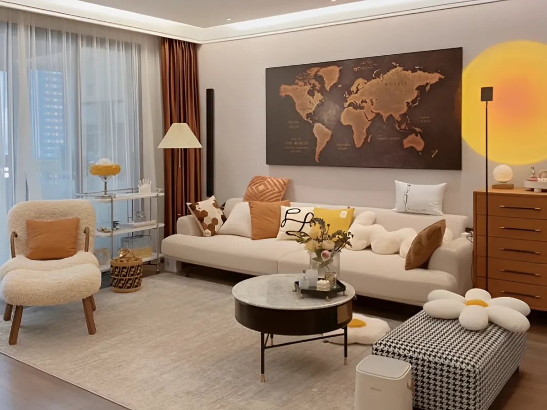 Kiểu nội thất phòng khách hiện đại với điểm nhấn màu sắc