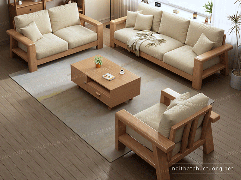 GHẾ SOFA GỖ KẾT HỢP ĐỆM (SFG-10)