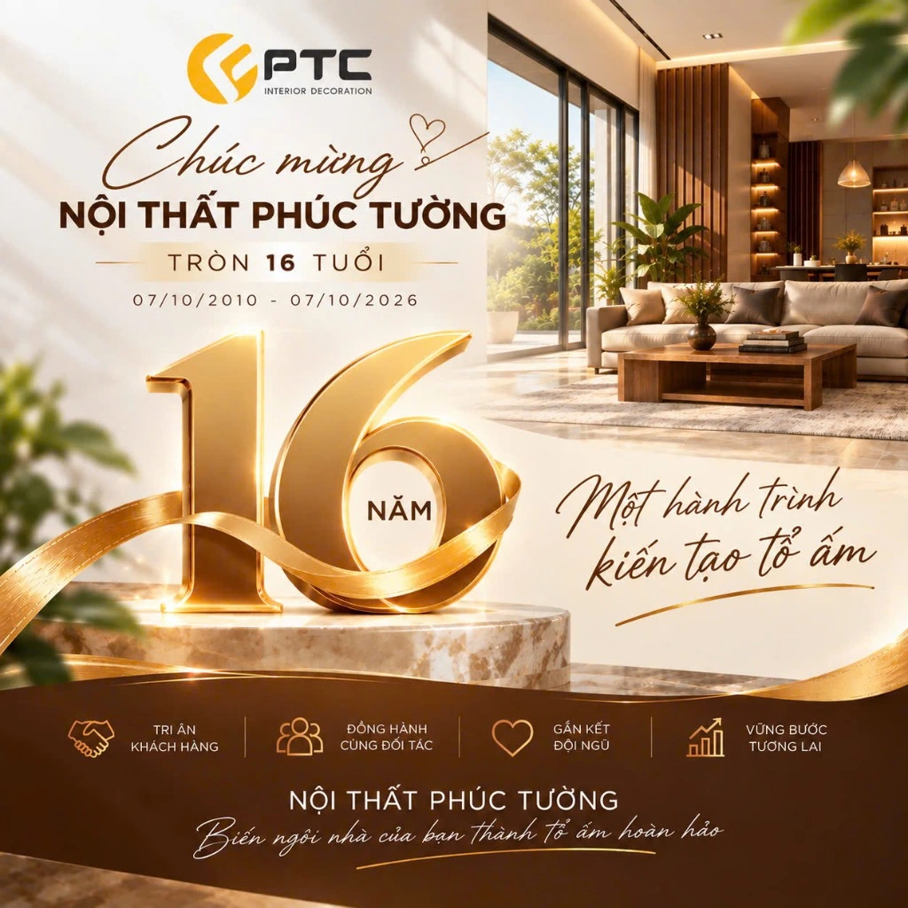 Infographic tri ân khách hàng và đối tác kỷ niệm 16 năm Nội Thất Phúc Tường