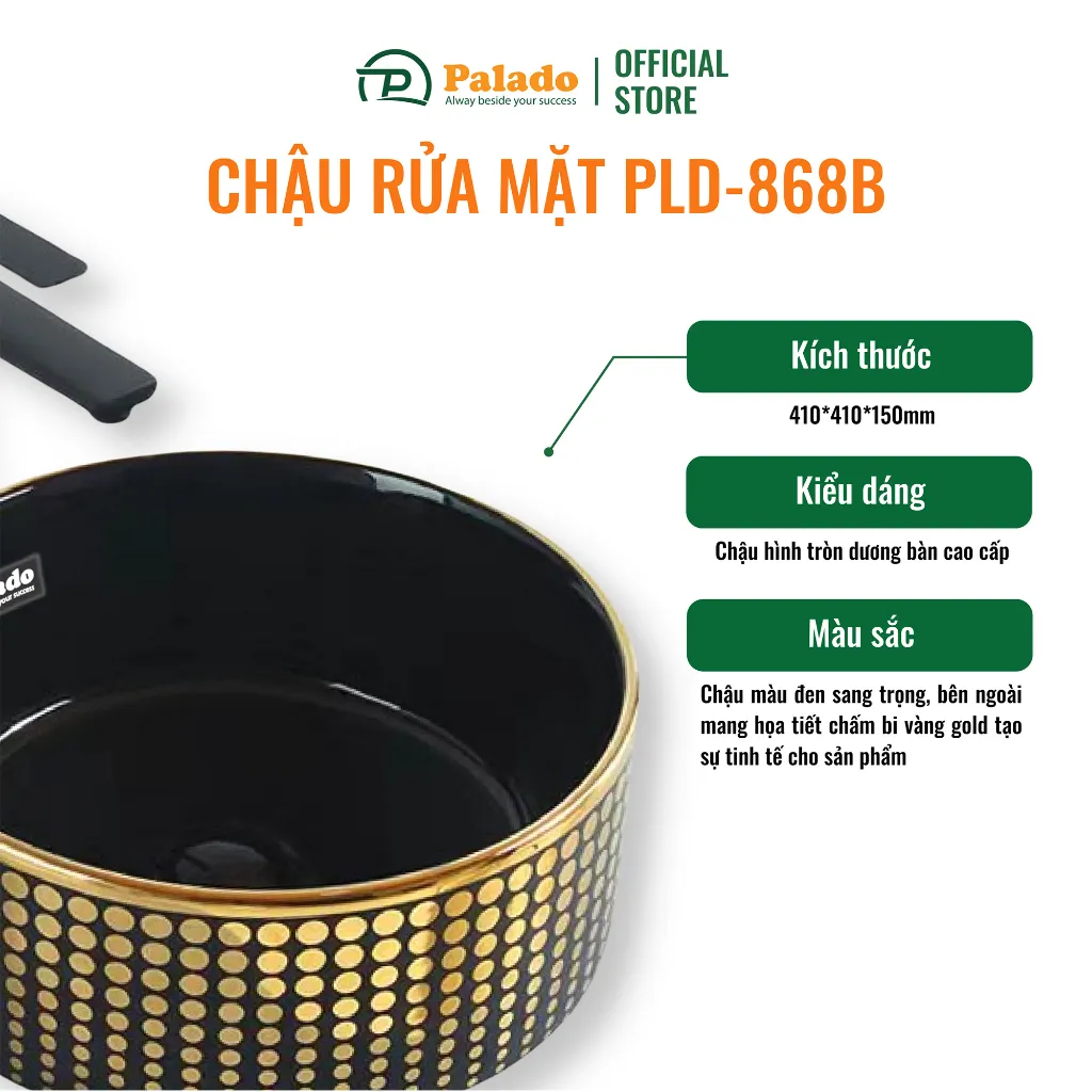 Thông số cơ bản của chậu rửa Lavabo dương bàn Palado PLD868B