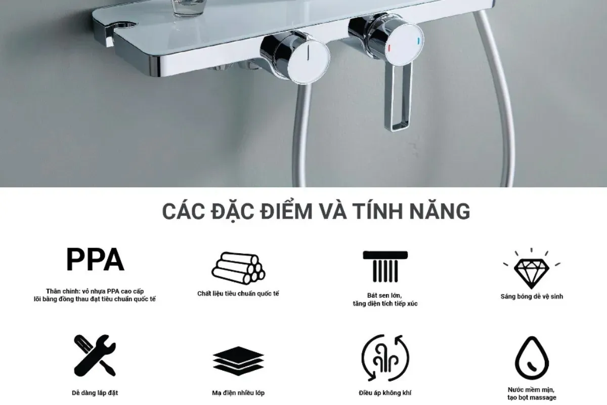 Top 11 mẫu sen tắm nóng lạnh Palado cao cấp, chất lượng nhất (5) 5 Đặc điểm và tính năng các mẫu sen tắm nóng lạnh Palado cao cấp