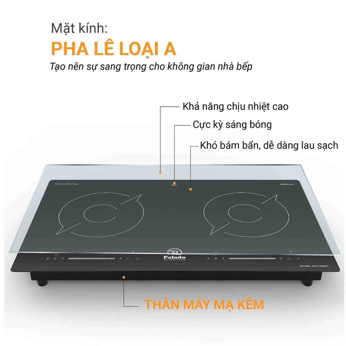 Bếp từ 2 vùng nấu Palado PLD6688C (3) Chất liệu làm nên Bếp từ đôi PALADO PLD6688C
