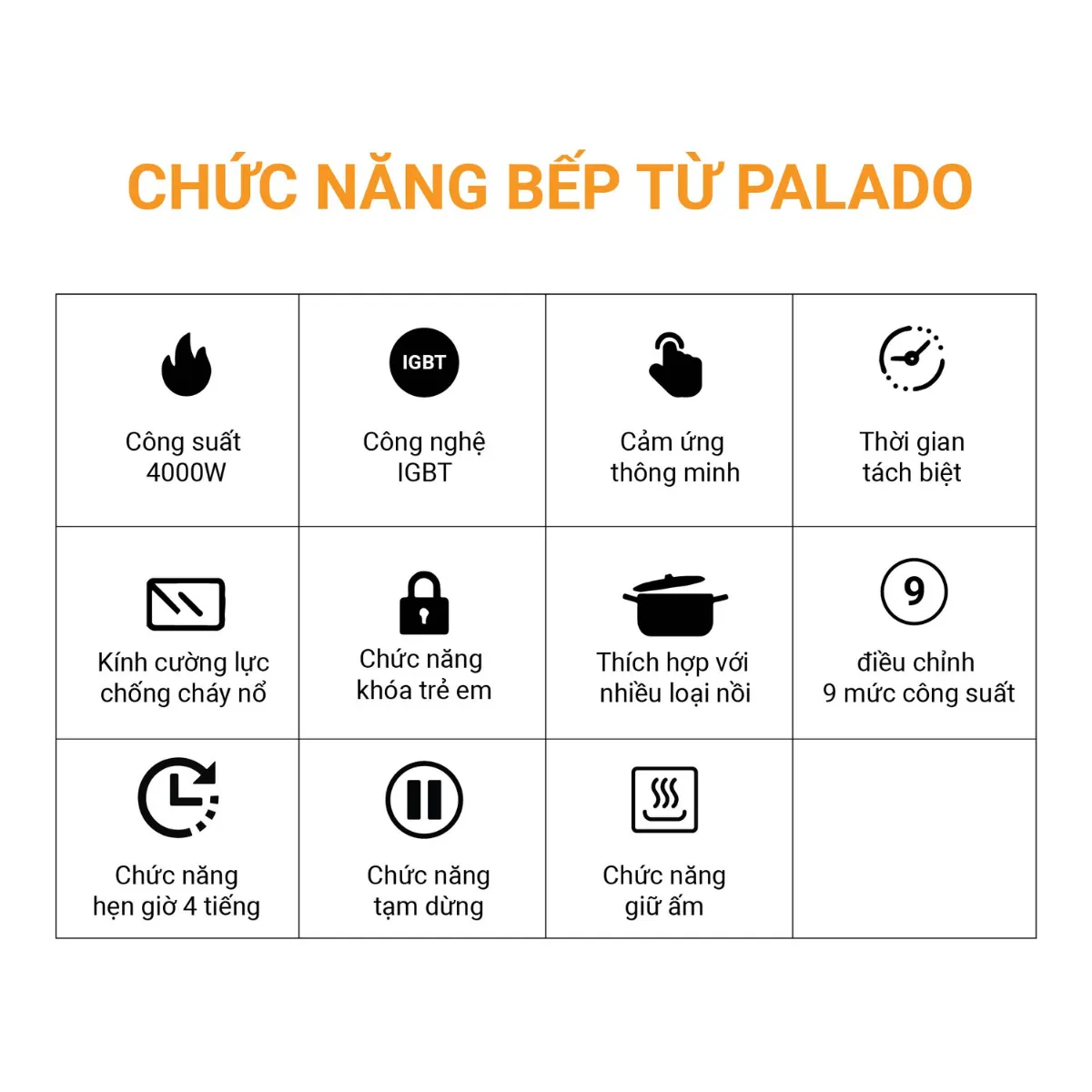 Bếp từ 2 vùng nấu Palado PLD6688C Tính năng của Bếp từ đôi PALADO PLD6688C