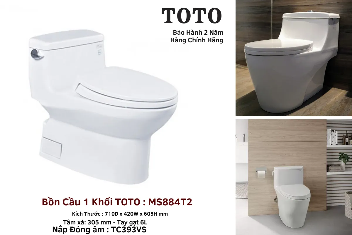 Bồn cầu cho người già Toto 1 khối MS884T2 3