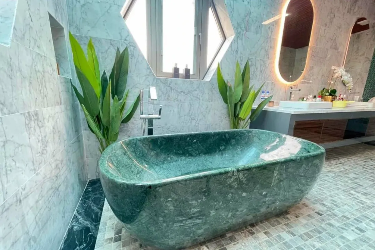 Đá tự nhiên là lựa chọn hoàn hảo cho những ai tìm kiếm sự độc đáo và sang trọng trong không gian phòng tắm Đá tự nhiên là lựa chọn hoàn hảo cho những ai tìm kiếm sự độc đáo và sang trọng trong không gian phòng tắm