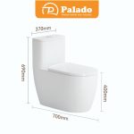 Bồn cầu liền khối xả xoáy Trắng PLD-671K