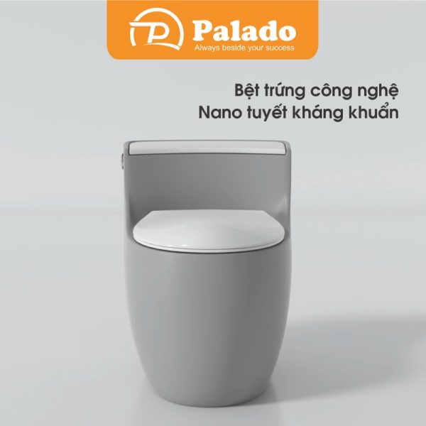 Bồn cầu liền khối xả xoáy S-trap Ghi PLD-672C