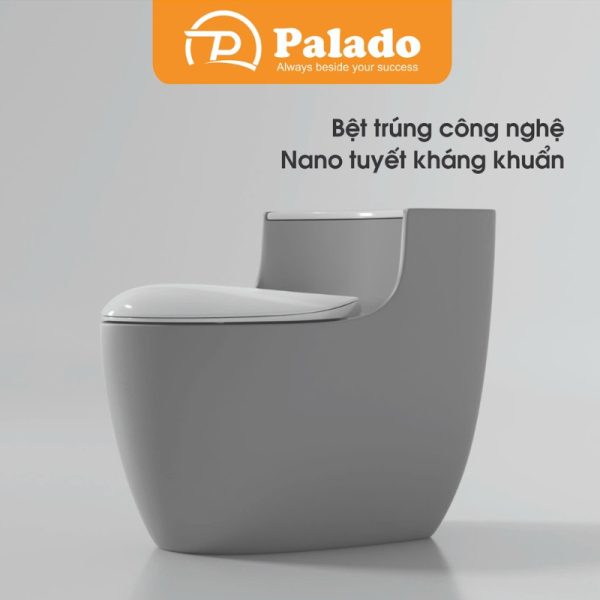 Bồn cầu liền khối xả xoáy S-trap Ghi PLD-672C