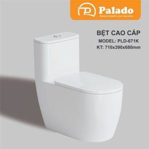 Bồn cầu liền khối xả xoáy Trắng PLD-671K