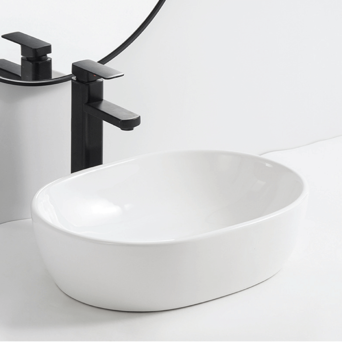 Lavabo sứ trắng cao cấp