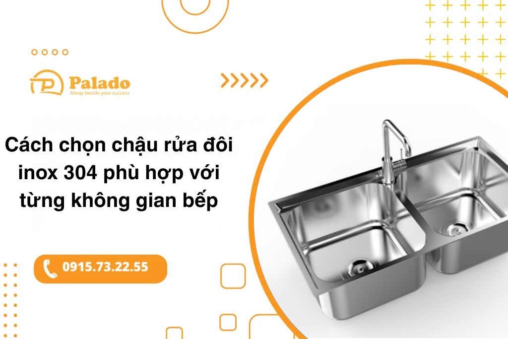 Chậu rửa đôi inox 304