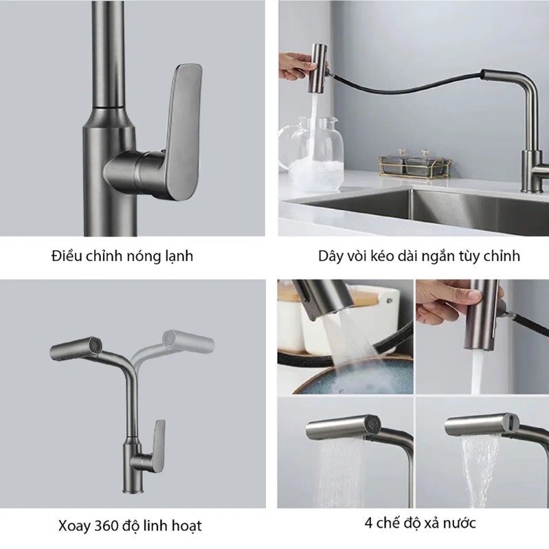 vòi rửa chén xoay 360