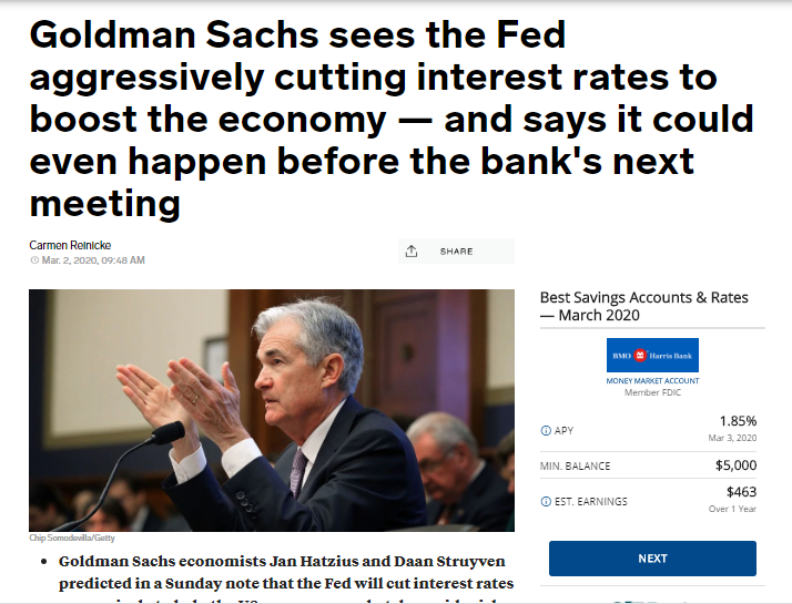 Bài viết về ngân hàng Gold sachs đưa ra quan điểm về việc FED cắt giảm lãi suất