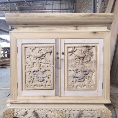 Mẫu Chấp Tải Tứ Linh, Tứ Quý sơn son thếp vàng