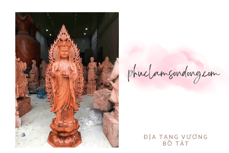 Tượng Địa Tạng Vương Bồ Tát bằng gỗ