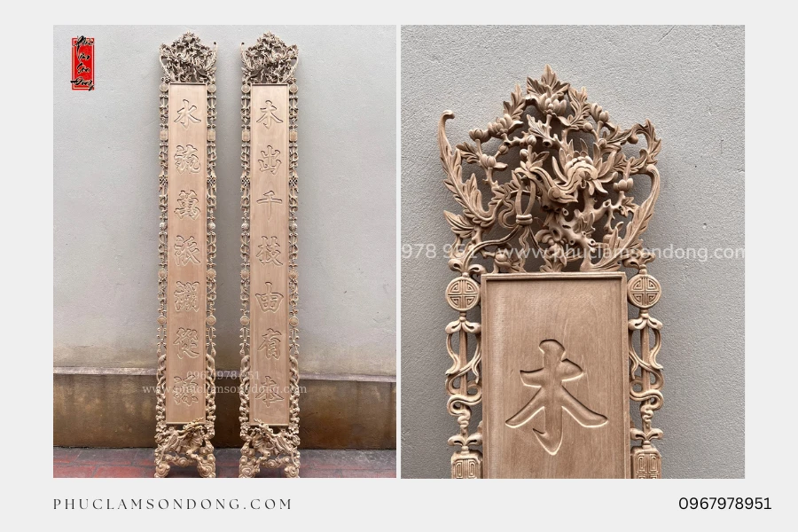 Câu Đối Thượng Cầm Hạ Thú Cạp Hoa Dây