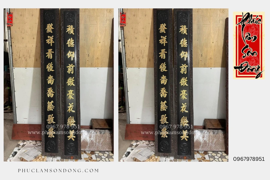 Câu Đối Phẳng – Chạm Theo Lối Cổ