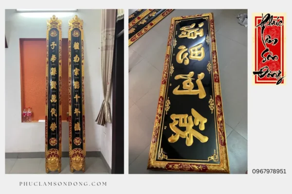 Vì sao nên dùng câu đối bàn thờ gia tiên bằng gỗ, đồng?