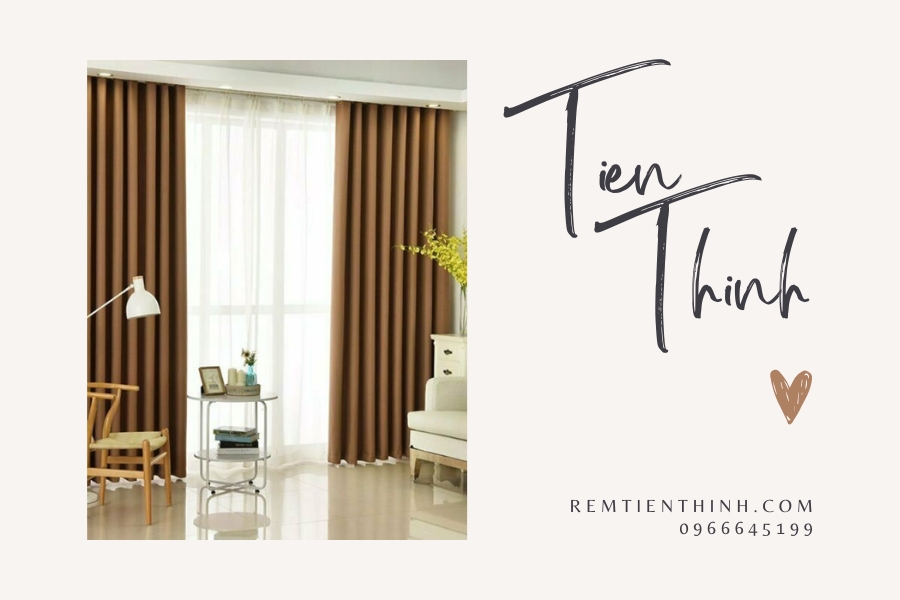 Rèm kem nâu phù hợp với nội thất thiên gỗ