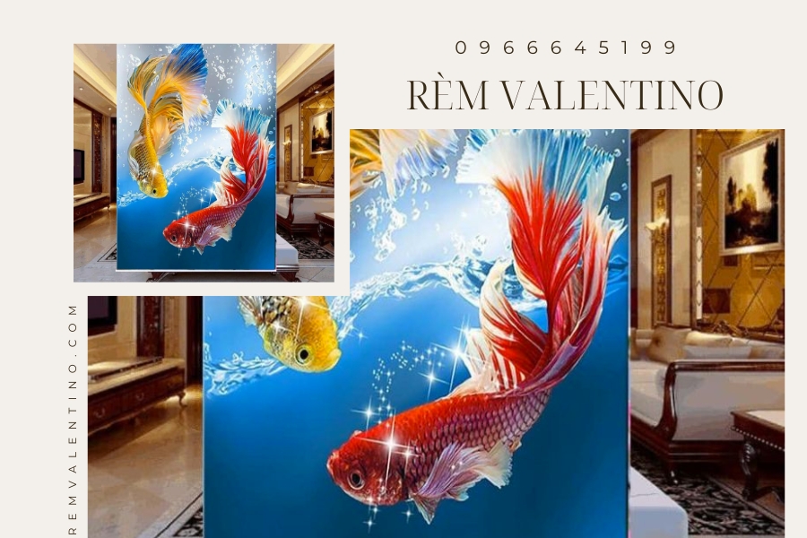 Họa tiết rèm cuốn in tranh rất ấn tượng