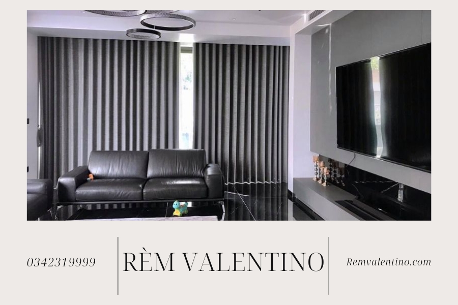 Không gian phòng khách sang trọng với mẫu rèm hiện đại