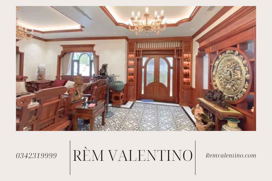 Tổng thể sang trọng, hài hoà của rèm với nội thất biệt thự