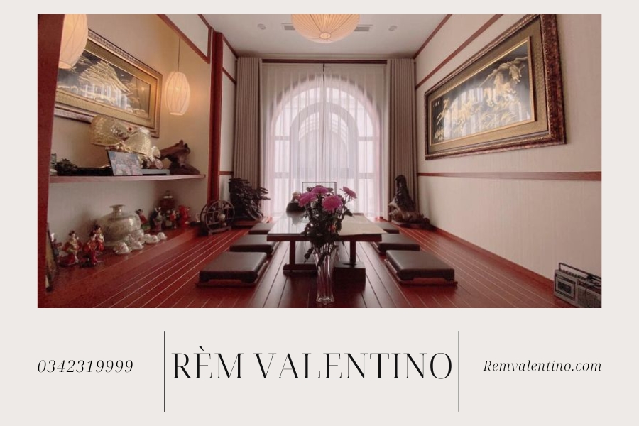 Rèm vải cao cấp nơi tiếp khách trong biệt thự