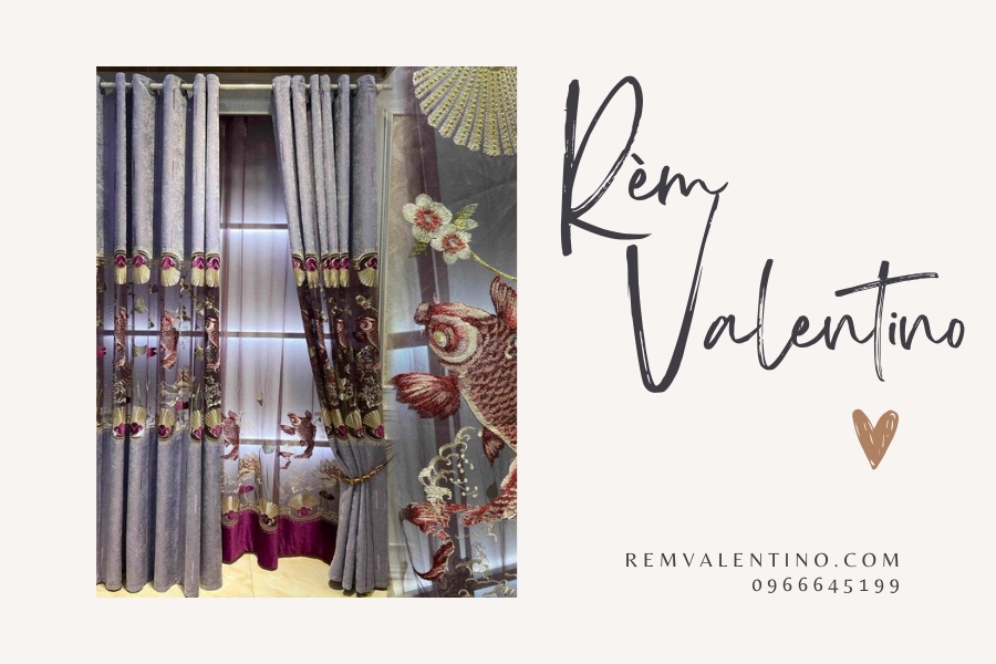 Rèm thêu cá chép sang trọng, lộng lẫy