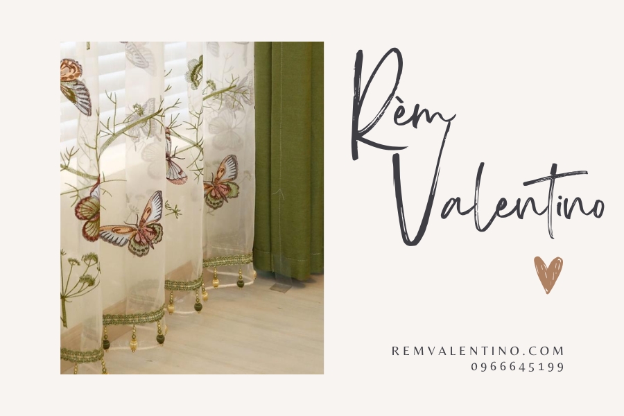 Rèm thêu bướm tinh tế, nhẹ nhàng