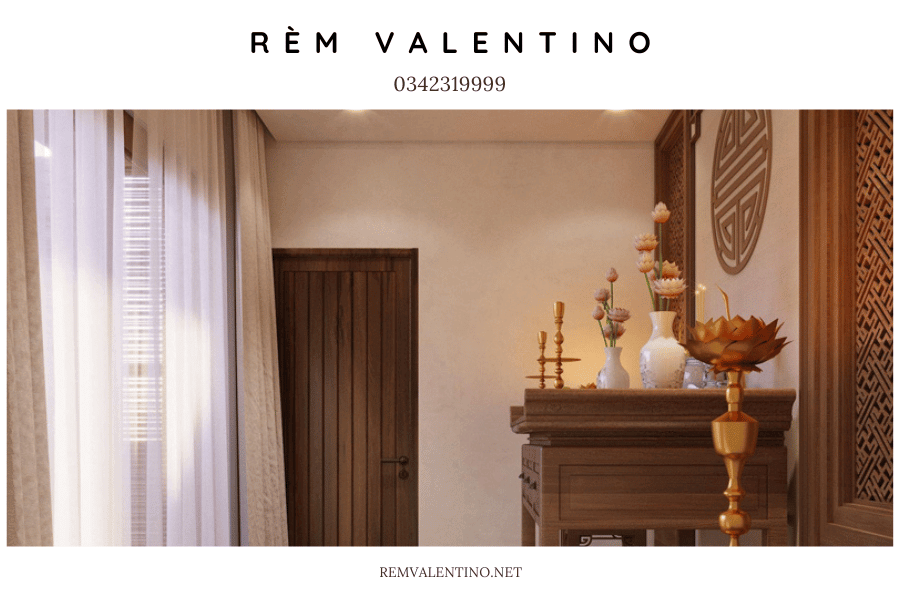 Nét duyên dáng và uy nghiêm của rèm phòng thờ làm cho không gian thêm trọng đại. Nét duyên dáng và uy nghiêm của rèm phòng thờ làm cho không gian thêm trọng đại.