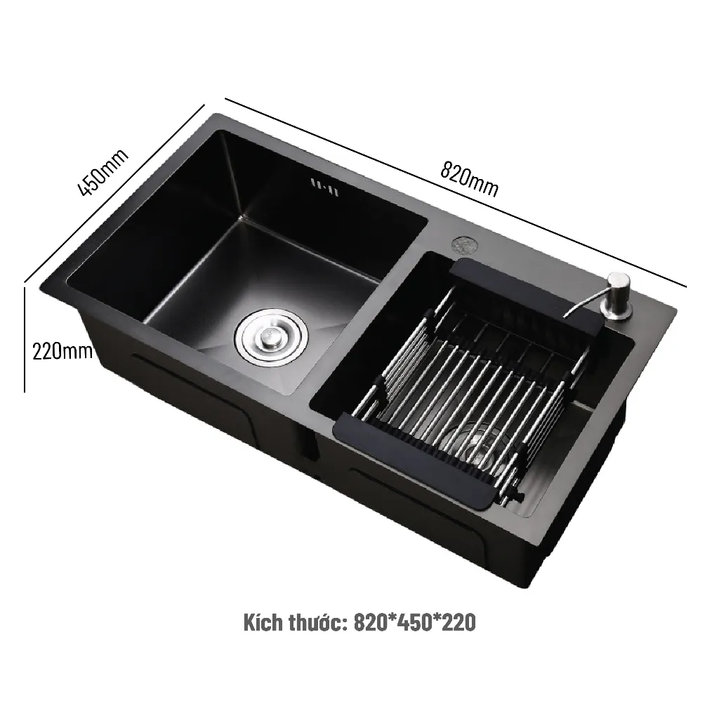 PLD655E (2) Chậu rửa bát được làm từ Inox 201 nhập khẩu, là một loại thép không gỉ phổ biến trong sản xuất các sản phẩm gia dụng