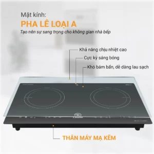 Thông số Chất liệu Bếp từ đôi PLD 6688A 1200 x 1200