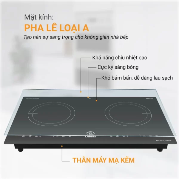 Thông số Chất liệu Bếp từ đôi PLD 6688A 1200 x 1200