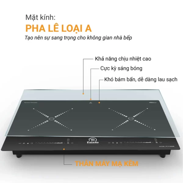 Thông số Chất liệu Bếp từ đôi PLD 6688B 1200 x 1200