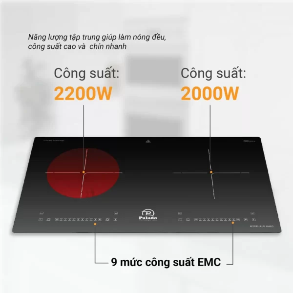 Thông số Công suất Bếp đôi hồng ngoại điện từ PLD 6688G 1200 x 1200