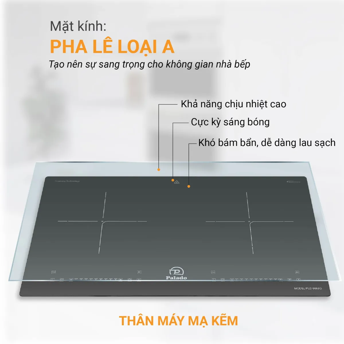 Chất liệu của Bếp đôi hồng ngoại điện từ PALADO PLD6688G