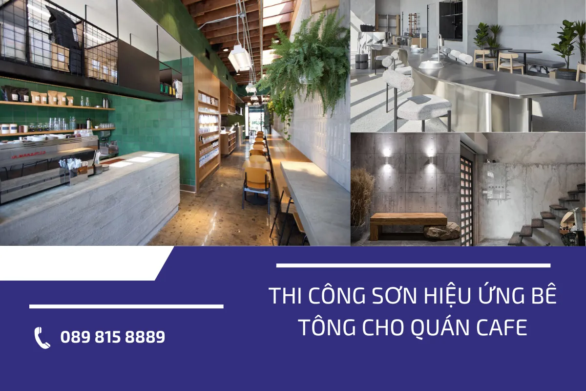 sơn hiệu ứng bê tông quán cafe 4