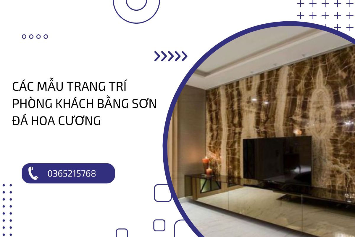 Trang trí phòng khách cùng sơn đá hoa cương với nét sang trọng