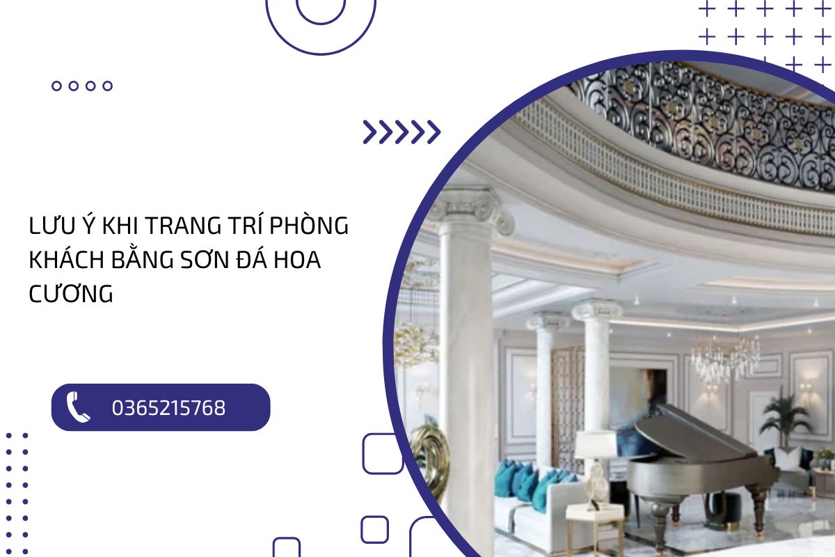 Trang trí phòng khách cùng sơn đá hoa cương với nét sang trọng