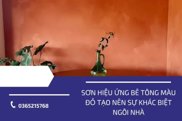 Sơn hiệu ứng bê tông màu đỏ đang trở thành một lựa chọn nổi bật, mang đến sự khác biệt cho không gian sống. Màu đỏ, với sức hút mạnh mẽ và tính biểu cảm