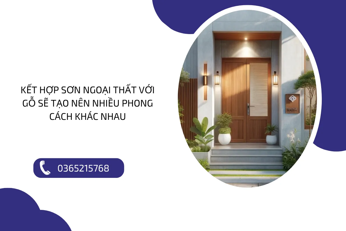 Kết hợp sơn ngoại thất với gỗ sẽ tạo nên nhiều phong cách khác nhau