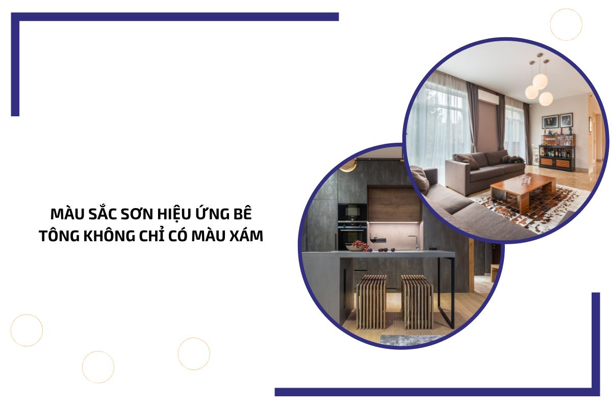 Màu sắc sơn hiệu ứng bê tông không chỉ có màu xám