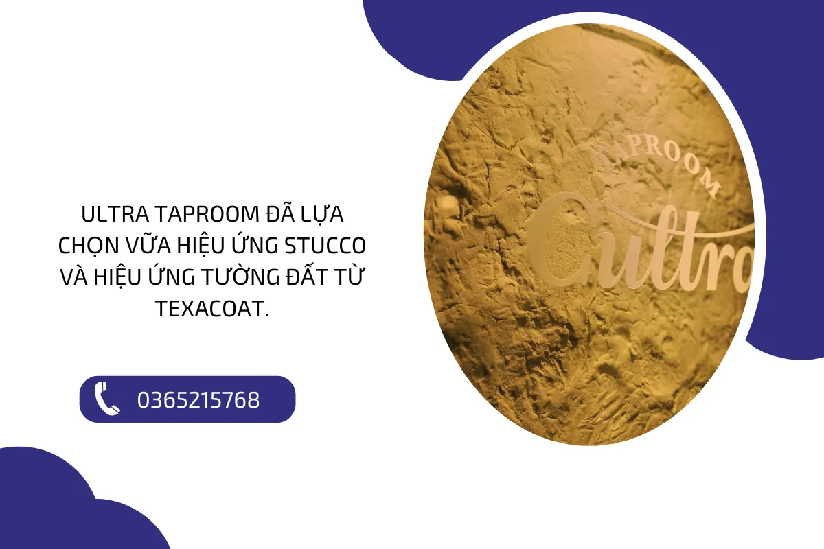 Ultra Taproom đã lựa chọn vữa hiệu ứng Stucco và hiệu ứng tường đất từ TexaCoat.