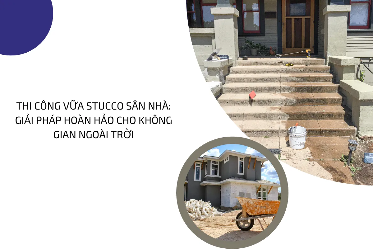 Thi công vữa stucco sân nhà 4