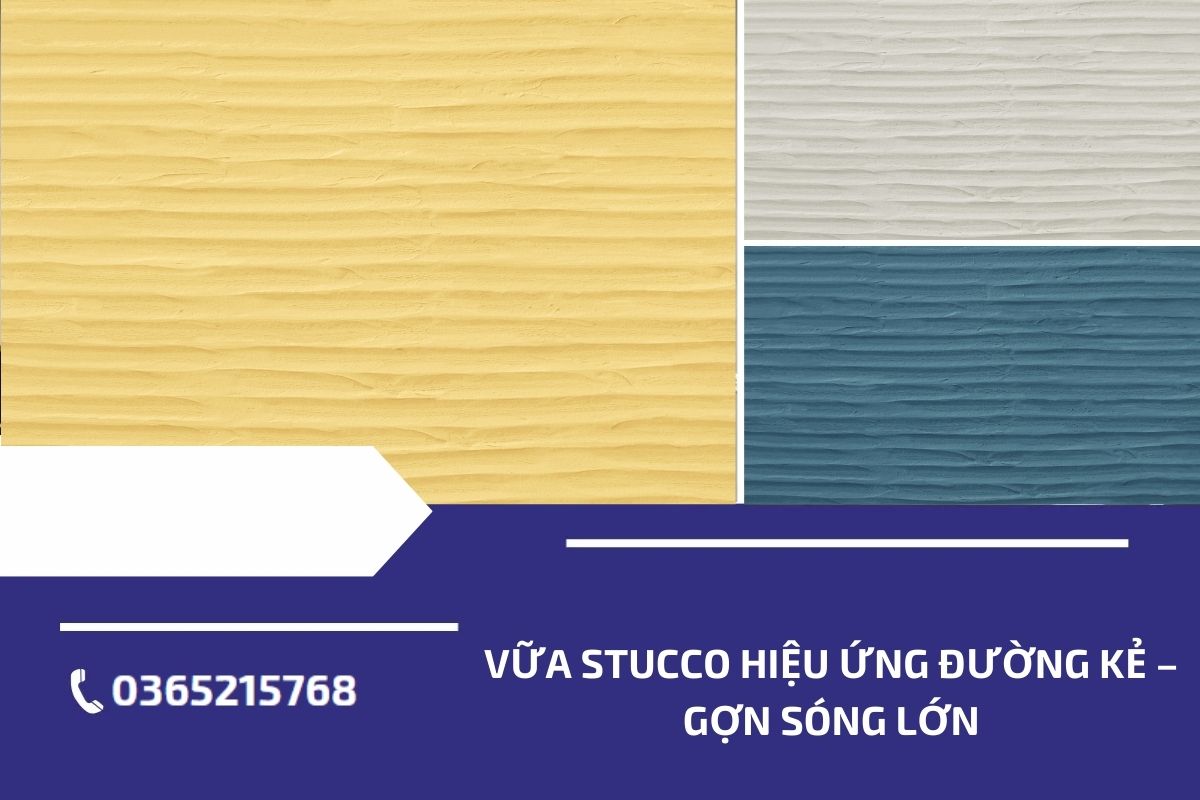 Vữa stucco hiệu ứng đường kẻ – gợn sóng lớn