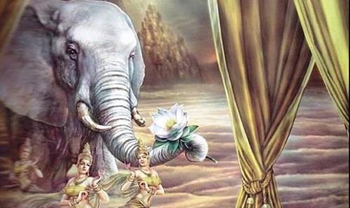 Đức Phật hạ thế trong sắc tướng voi