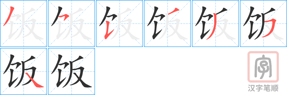 0028 – 饭店 – HSK1 - Cách viết
